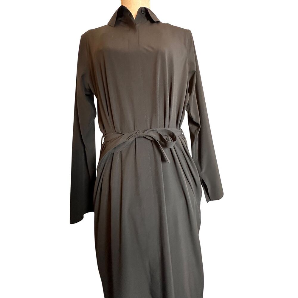 Athleta Urbanite Dress Sz M Black #846038 Travel Casual Comfort Work Momcore Tie - Picture 15 of 16